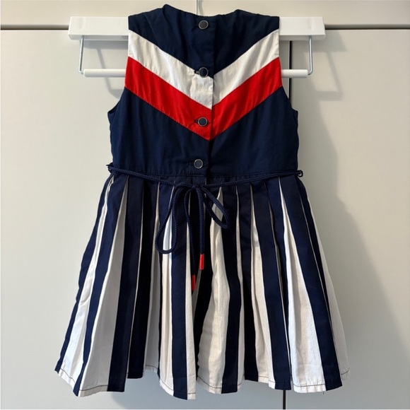 Tommy Hilfiger Navy White and Red Chevron Pleated Dress - Picture 3 of 6
